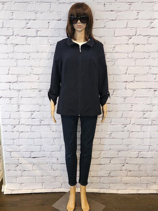 CLEO - Navy zipper front lightweight jacket - Picture 3 of 11